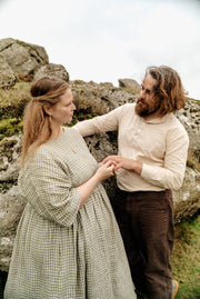 gold chainmail jewellery being modelled on Dartmoor UK