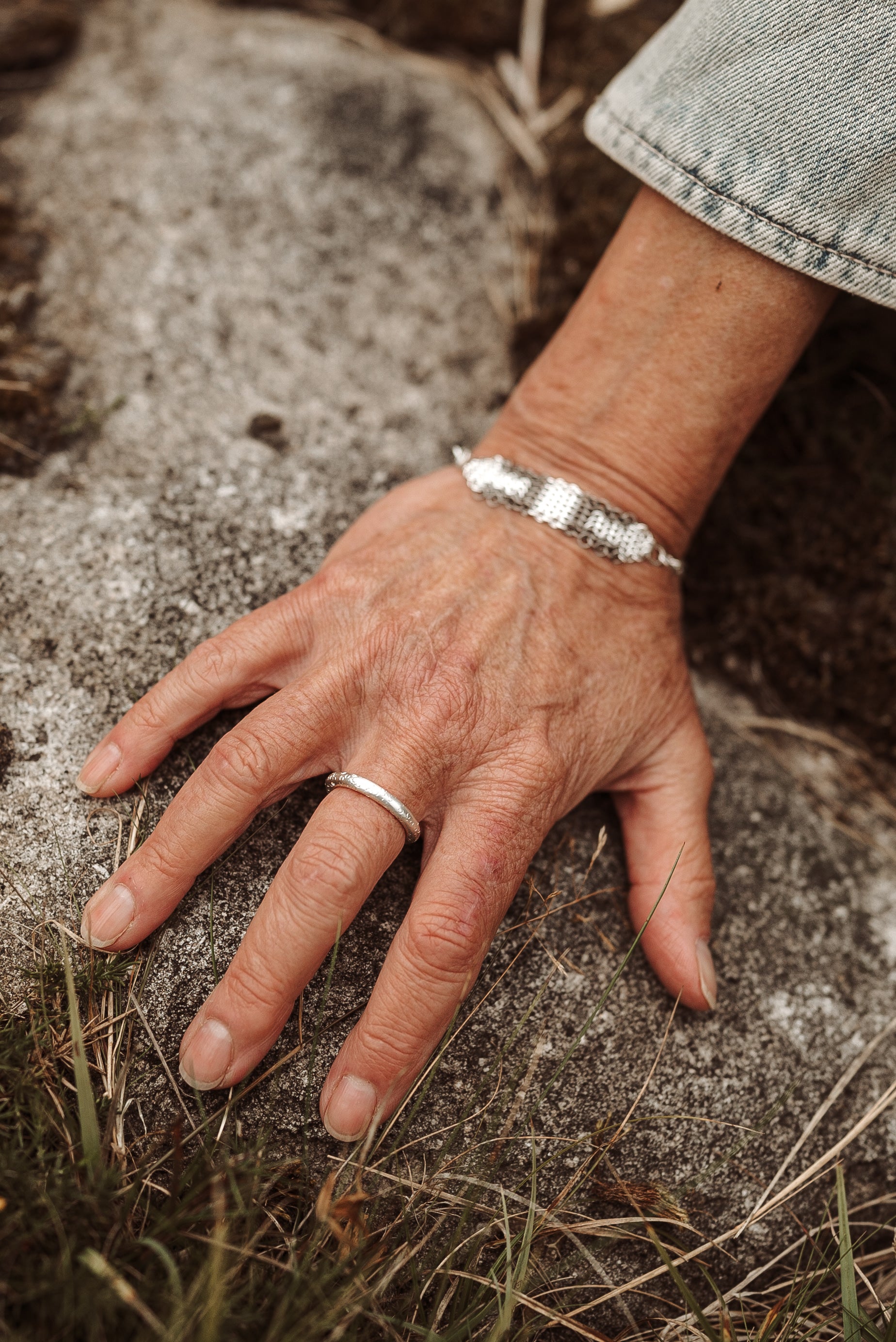 Shadow Chainmail Bracelet in silver and titanium. Handmade jewellery by Corrinne Eira Evans Mens bracelet women's bracelet