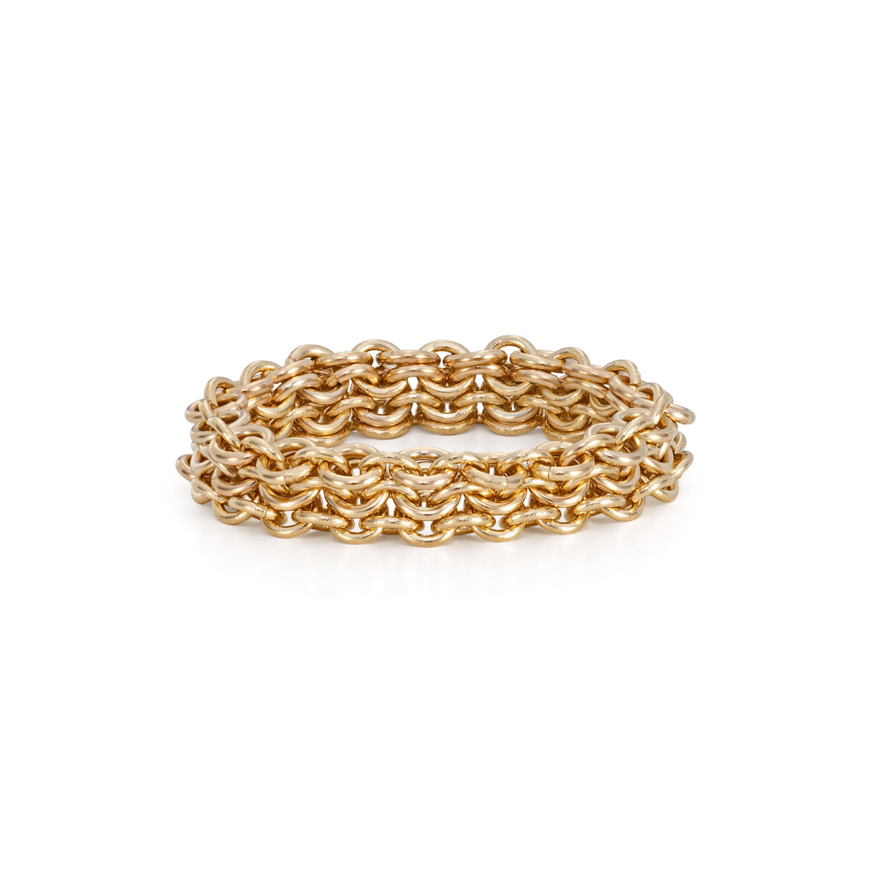Sun Light Chain Ring handcrafted in 18ct recycled yellow gold contemporary chainmail rings by Corrinne Eira Evans