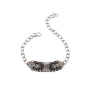 Shadow Chainmail Bracelet in silver and titanium. Handmade jewellery by Corrinne Eira Evans Mens bracelet women's bracelet